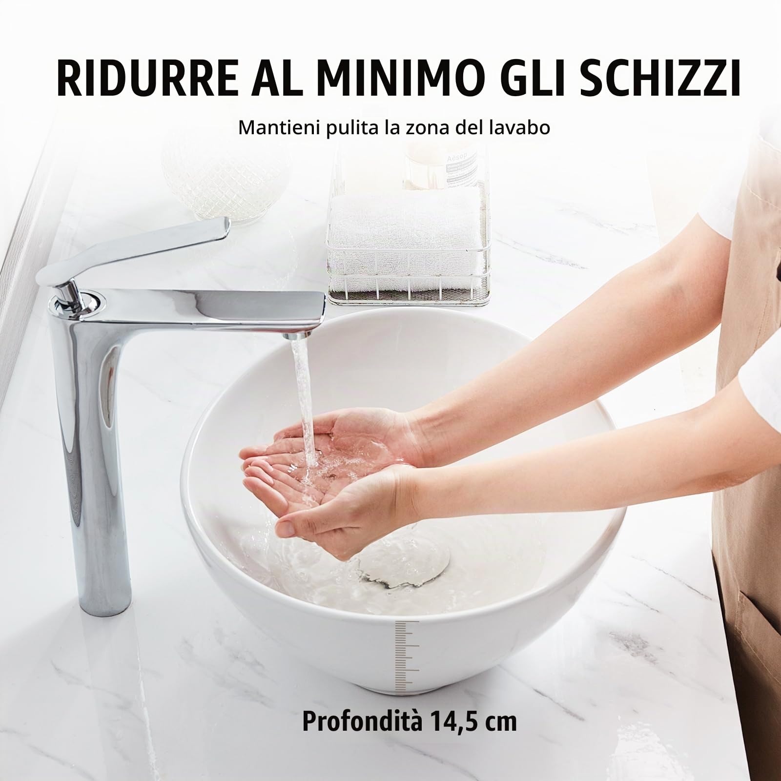 VEVOR Lavandino da Appoggio ovale, 40,9 x 34 cm per il Bagno, Lavabo da Appoggio in Ceramica Bianca Sopra il Piano, Stile Moderno, Luminoso ed Elegante, Lavandino per Bagno, Hotel, Toilette, Camper