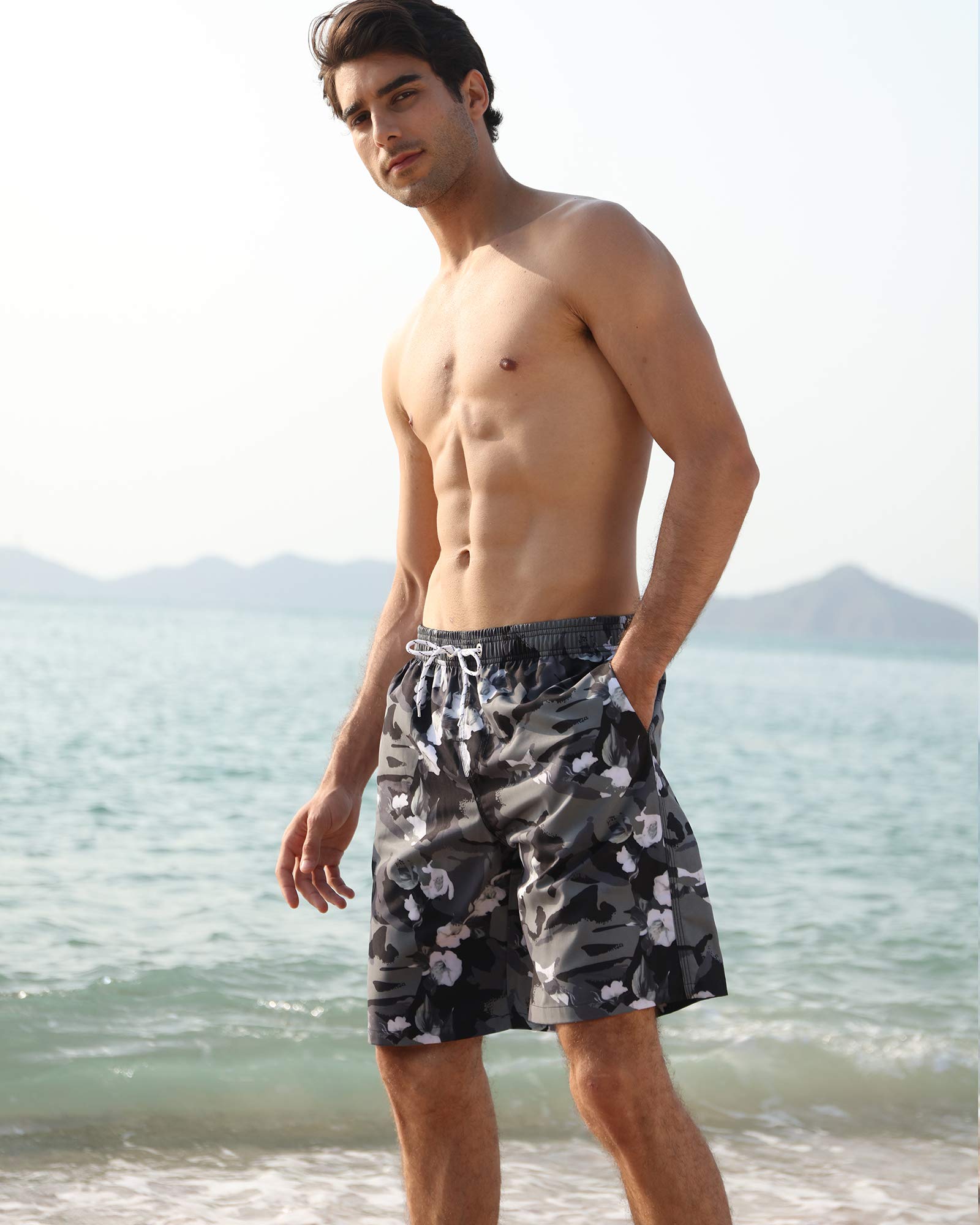 APTRO Costumi Pantaloncini da Bagno Uomo Mare Surf Piscina Stampa Hawaiana Estiva Grande Asciugatura Rapida con Fodera in Rete