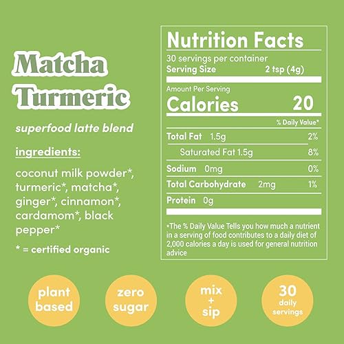 Miniatura 2 de GOLDE - Superfood Latte Blend - Cúrcuma Matcha - A base de plantas con cúrcuma, coco y matcha - Equilibrio de estrés - Vegano, keto y sin azúcar -