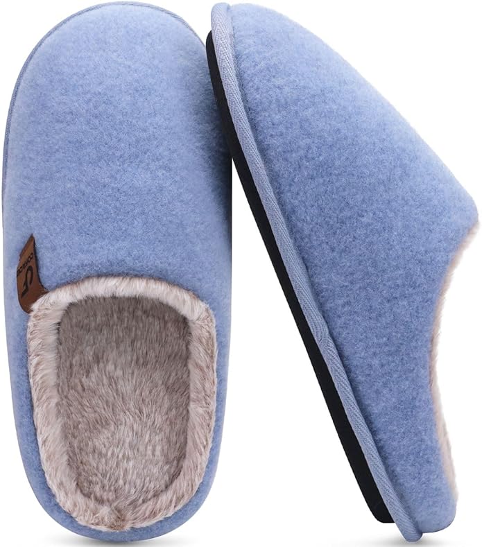 COFACE Pantoffels voor heren van vilt, warm, comfortabel, pluizig, pluche, herenpantoffels met antislip rubberen zool voor binnen en buiten, maat 40-49, Kaki, 42 EU