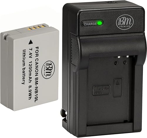 BM Premium Kit de batería y cargador NB-10L para cámara digital Canon PowerShot G15, G16, G1X, G3-X, SX40 HS, SX50 HS, SX60 HS