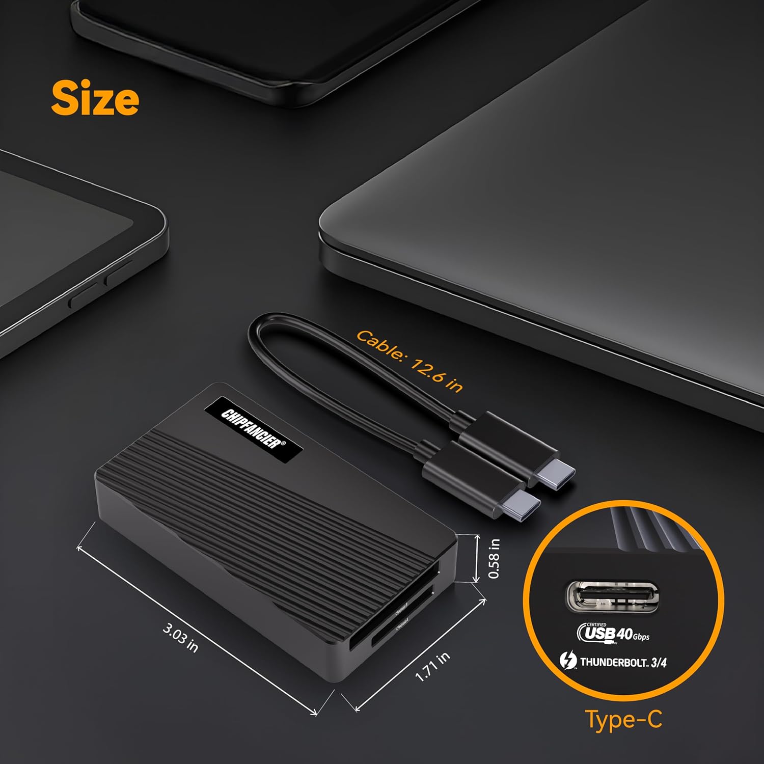 2-in-1 CFexpress Adapter Memory Card Reader CFexpress Type A and CFexpress Type B Memory Card Reader 40Gbps USB 4.0 Gen 2 Compatible with Windows/Mac/Linux/Android Black