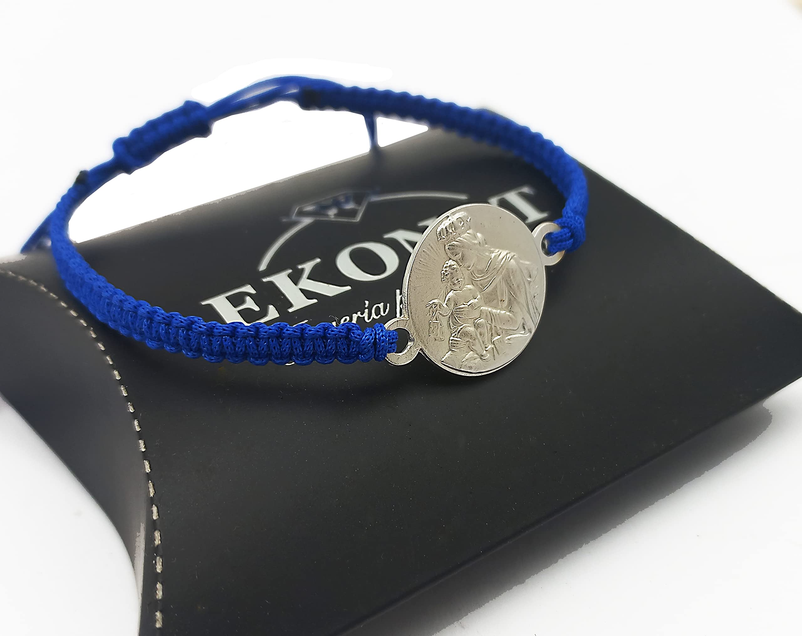 Ekonat- Pulsera Virgen del Carmen - Pulsera de plata - pulsera macramé y Plata -