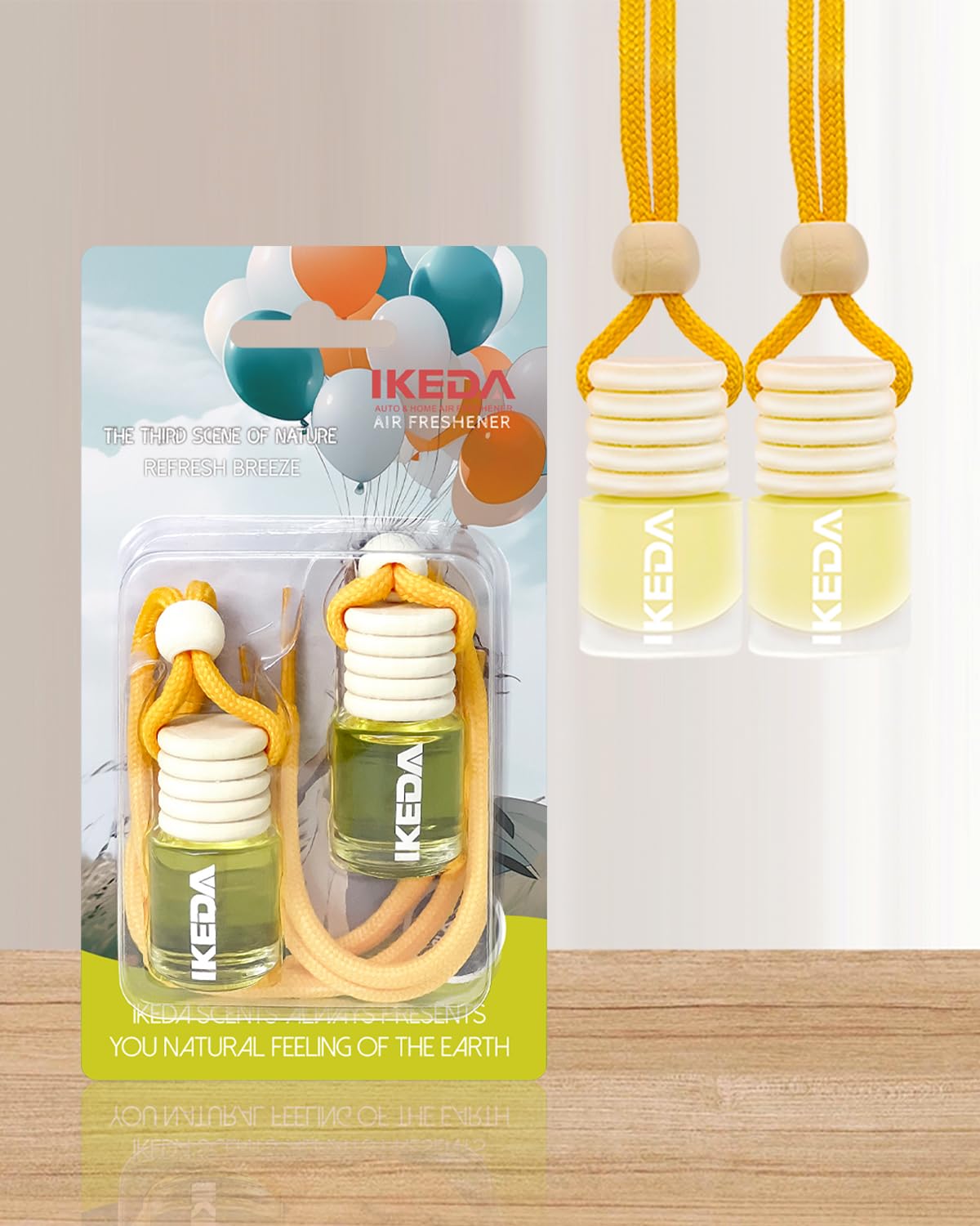 ikeda fragrance Car Air Freshener 4ml Car Scents | 45-Days Keep Fragrance | Automotive Hanging Diffuser Bottles | Remove Auto Odor Long-Lasting Fresh Air for Home Deodorizer (2pcs Refresh Breeze)