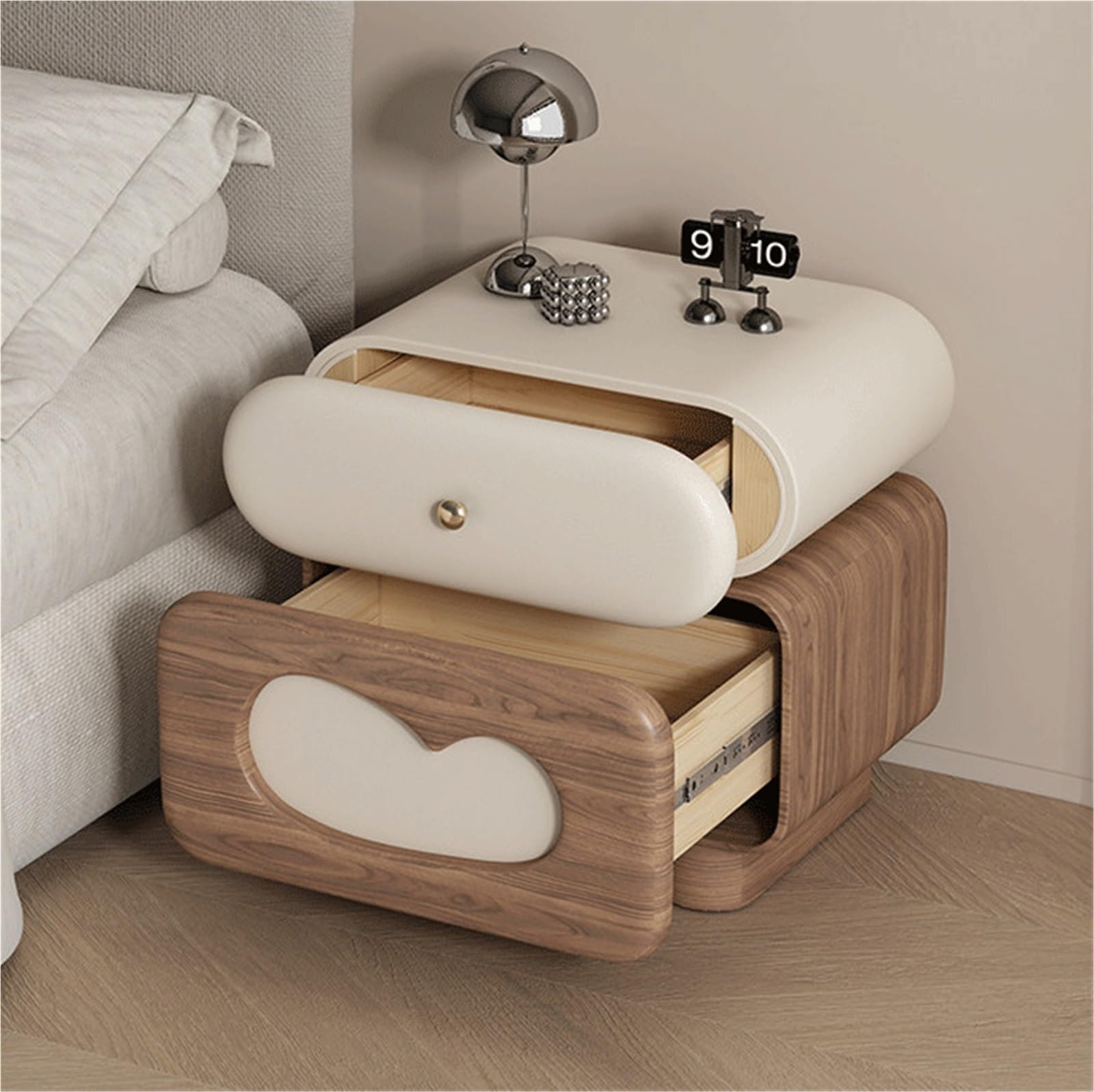 Mesita de Noche Mesita de Noche Madera Maciza Gabinete Moderno con Borde for Dormitorio(Pequeño)