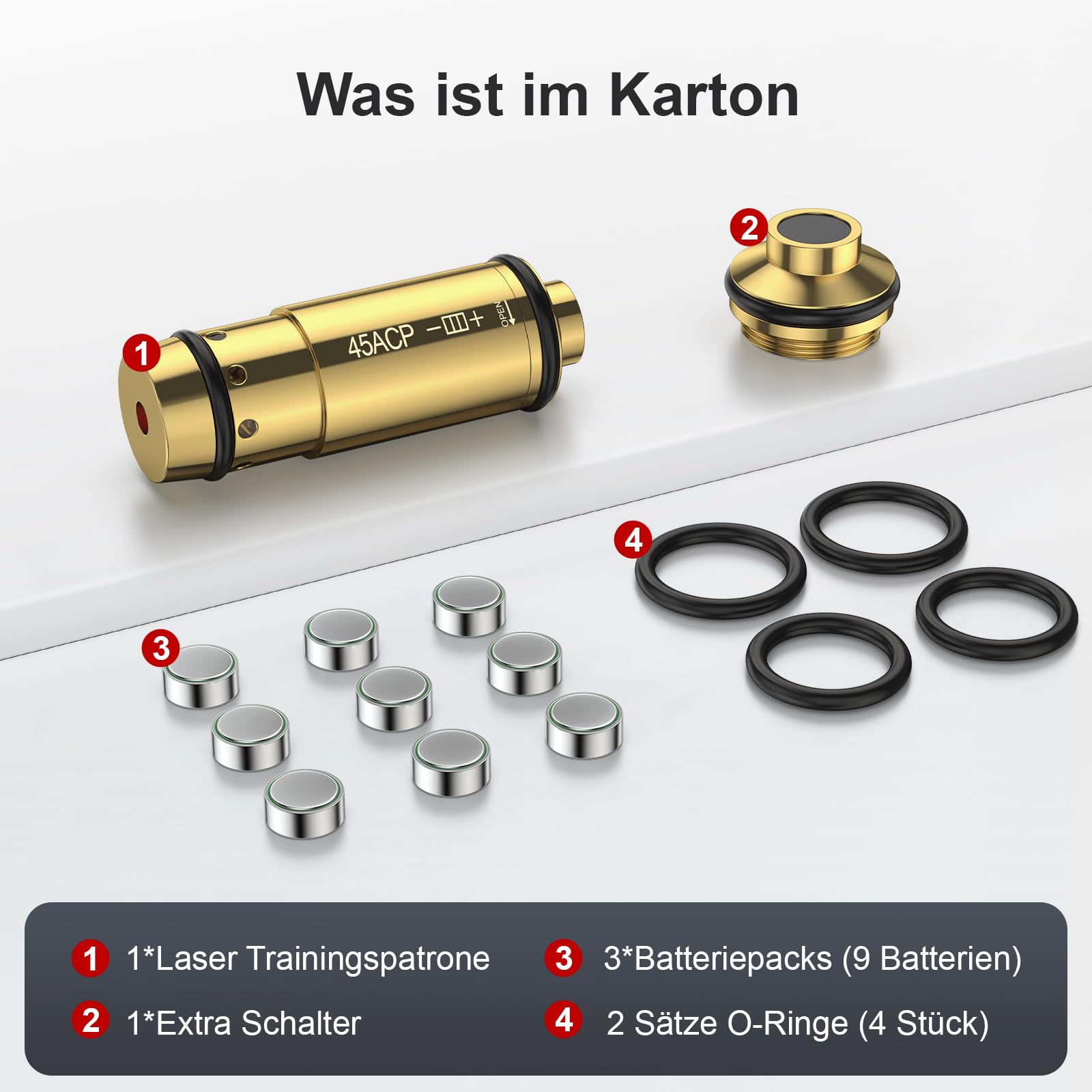 9mm/45ACP/40s&w/38SPL Cartouche D'entraînement Laser pour Systèmes D'entraînement au Tir à Sec Cartouches D'entraînement en Laiton de Qualité Supérieure H59 avec Pack de 3 Piles