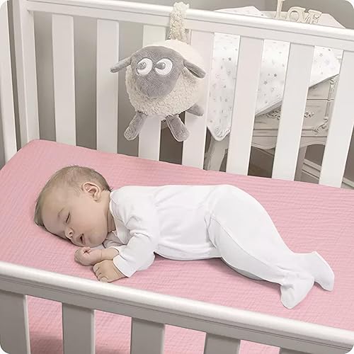 Miniatura 7 de Paquete de 2 sábanas de muselina de 52 x 28 pulgadas, para colchón de cuna para bebé, niñas y niños, 100% algodón, suaves, bohemias y neutras que se