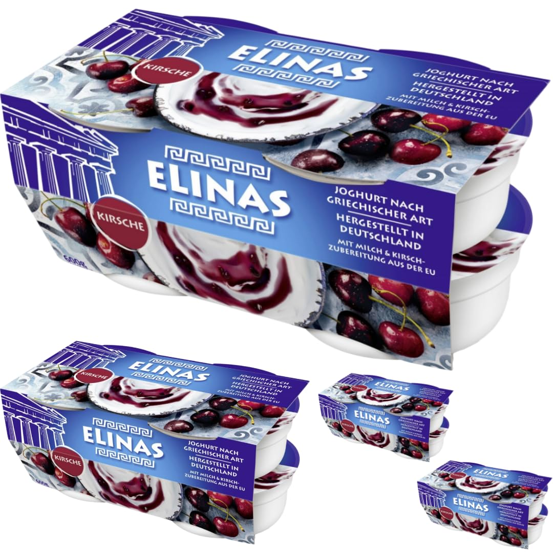 Elinas Joghurt nach griechischer Art Kirsche 600 Gramm x 4 Stück