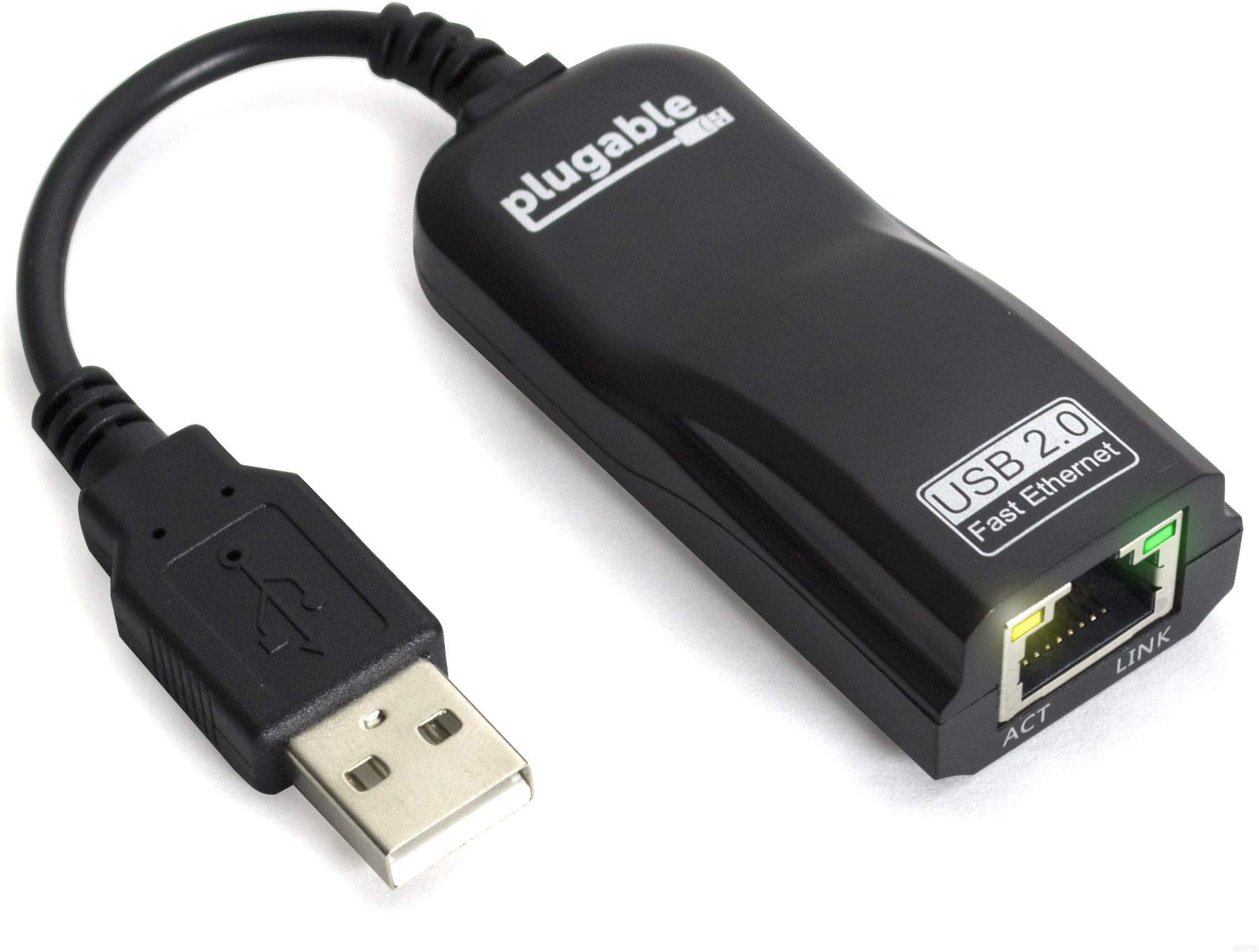 Plugable USB 2.0 to Ethernet Fast 10/100 LAN Wired Network Adapter Compatible with MacBook, Chromebook, Windows, Linux, Wii, Wii U & Switch Game Console