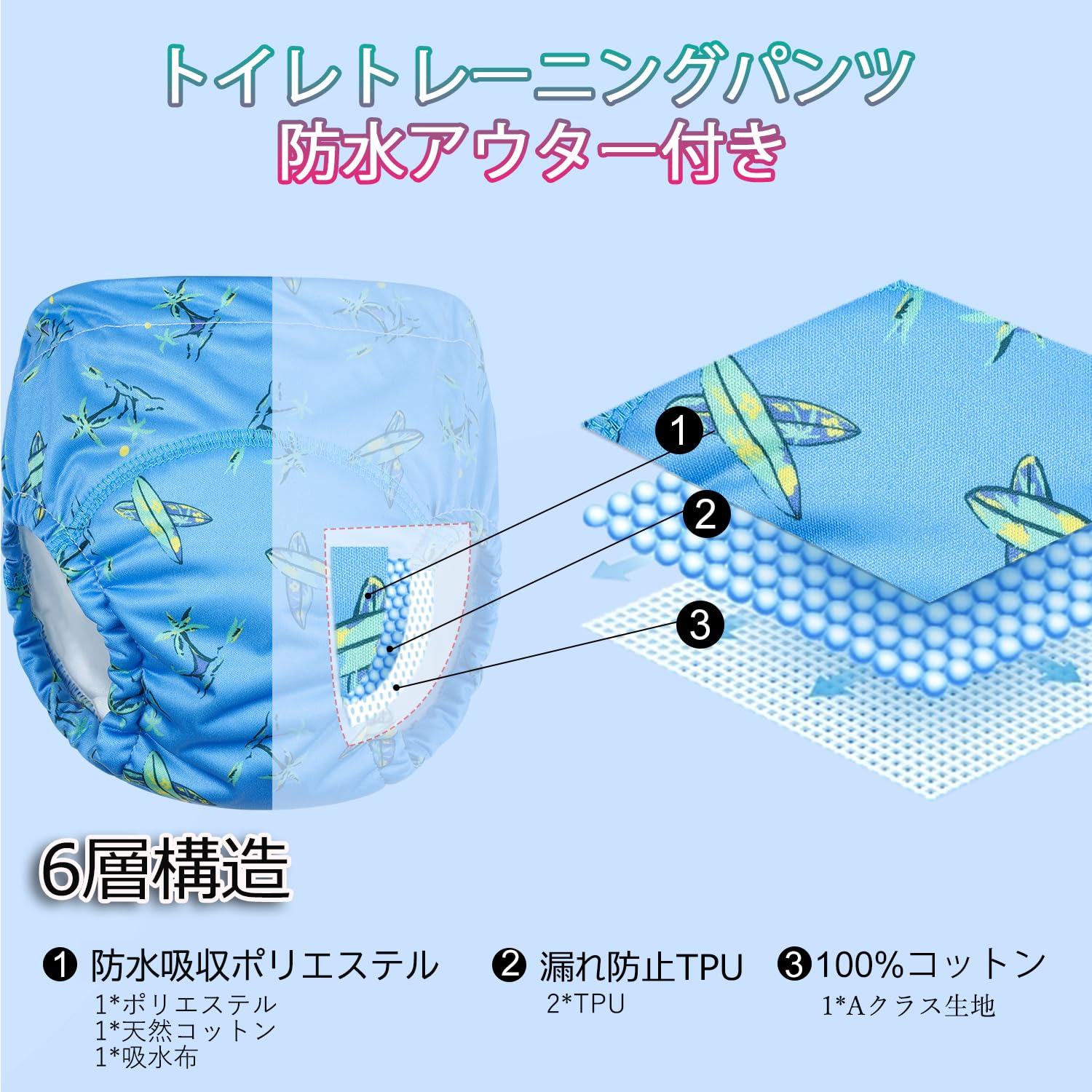 Amazon.co.jp: [MooMoo Baby] トレーニングパンツ 防水外層 6セット 