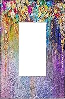 Vista 79 de Mid Century Morden Boho - Placa de pared para interruptor de luz dúplex de 1 banda, placa frontal decorativa eléctrica para receptáculo para baño