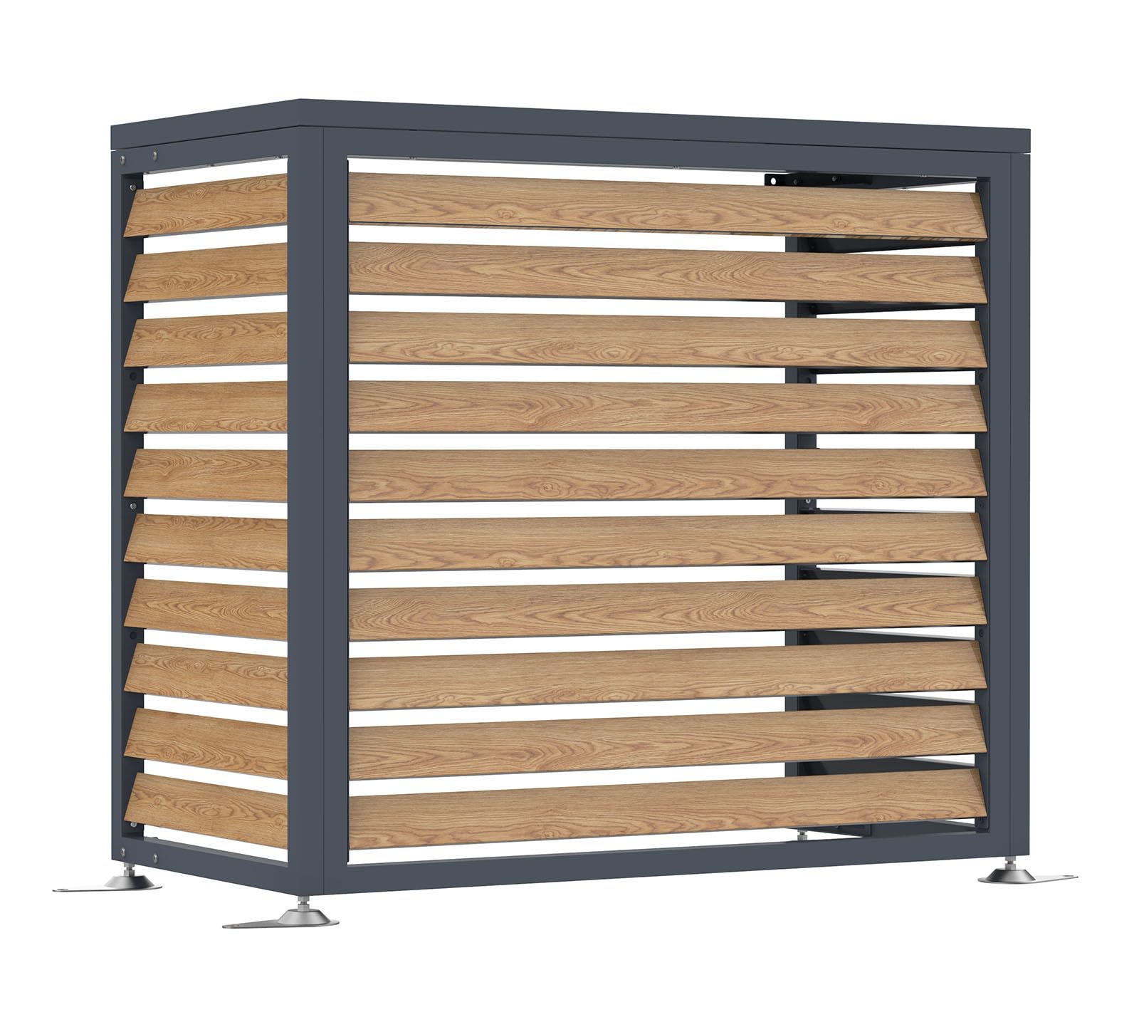 Westmann Boxa S | Wärmepumpen Verkleidung & Klimaanlagen Abdeckung | Stahl Holzoptik Anthrazit | Höhenverstellbar | 100x56x97 cm