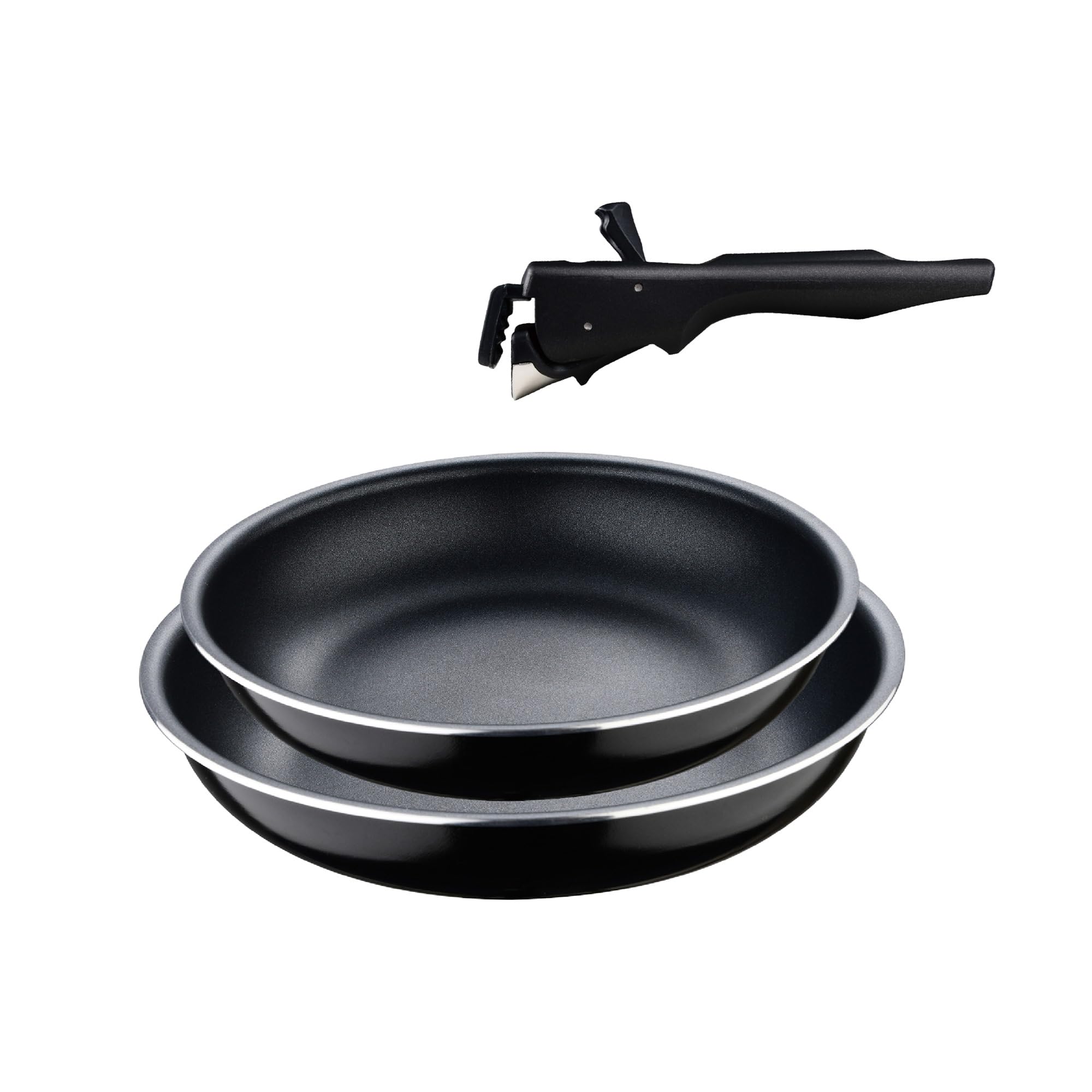Set of 2 Frying Pans Ø24Ø28cm in Pressed Aluminium Black Click&Cook San Ignacio