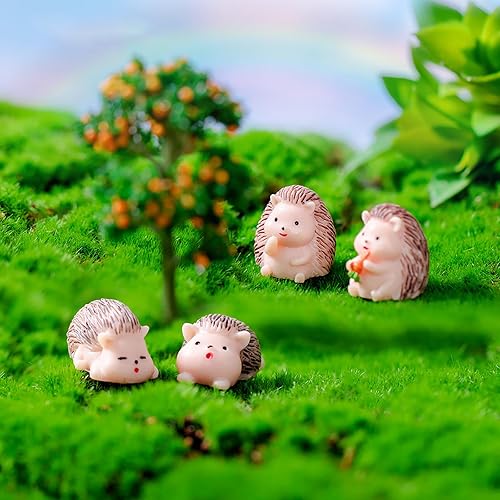 Miniatura 3 de BESIKIKCO 6 piezas de erizo en miniatura miniatura para jardín, figuras de erizos en miniatura, musgo, micro paisaje, decoración de resina para el