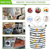 Vista 7 de Cesta de lavandería para bebés y niños, bonito contenedor de almacenamiento impermeable, organizador de ropa apto para niños, caja de juguetes