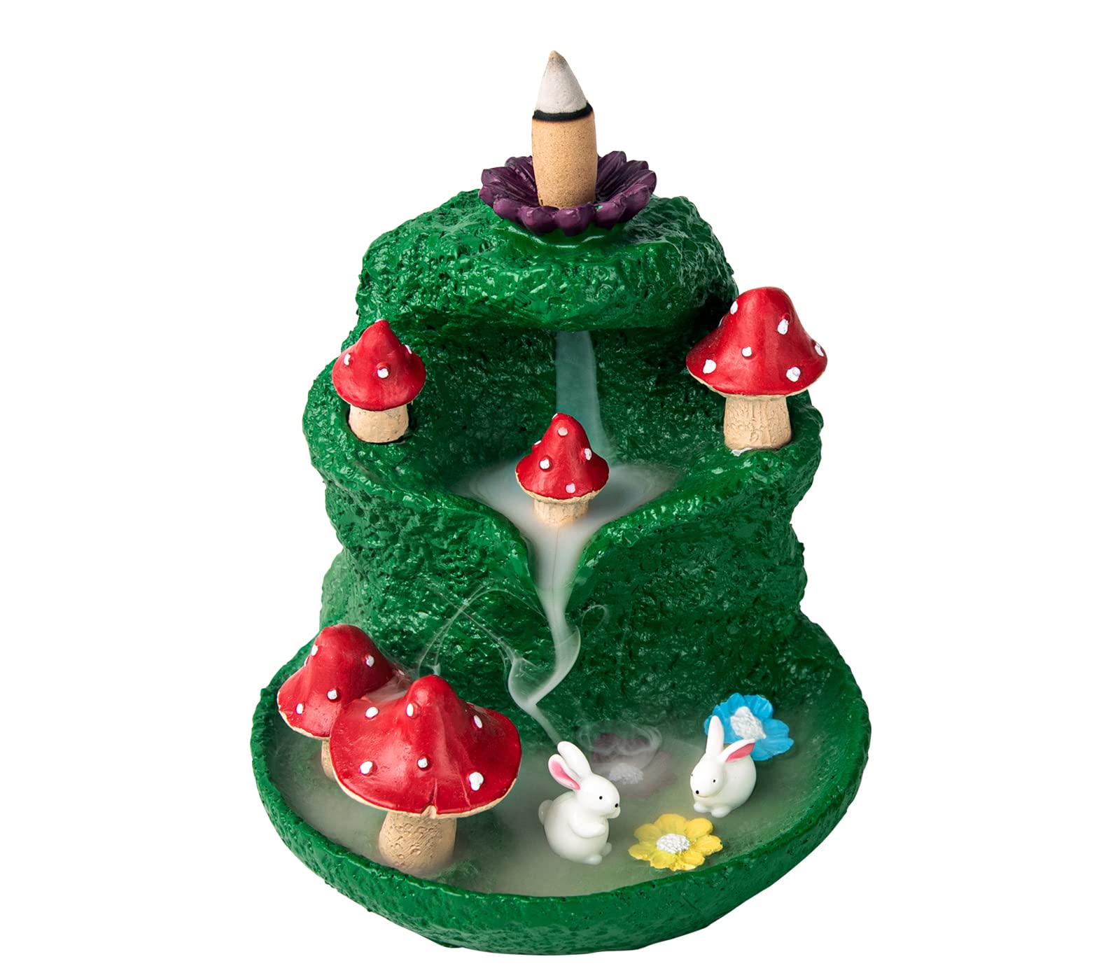 Mushroom Incense Waterfall Burner Backflow Incense Burner Waterfall Incense Burner Incense Cone Holder Incent Water Fall Back Flowing Incense Burnerwith 60 Incense Cones Home Décor Aromatherapy