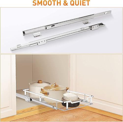 Miniatura 4 de Organizador de gabinete extraíble, paquete de 2 estantes de despensa deslizantes resistentes para cocina, baño, hogar, 12 pulgadas de ancho x 21