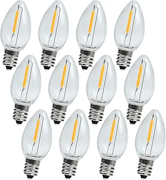Night Light Bulb – C7 E12 LED Bulbs – Candelabra, 0.6 Watt Equivalent 7W Incandescent Bulb, Warm White 2700K, Window Candles & Chandeliers Replacement Bulb, 12 Pack