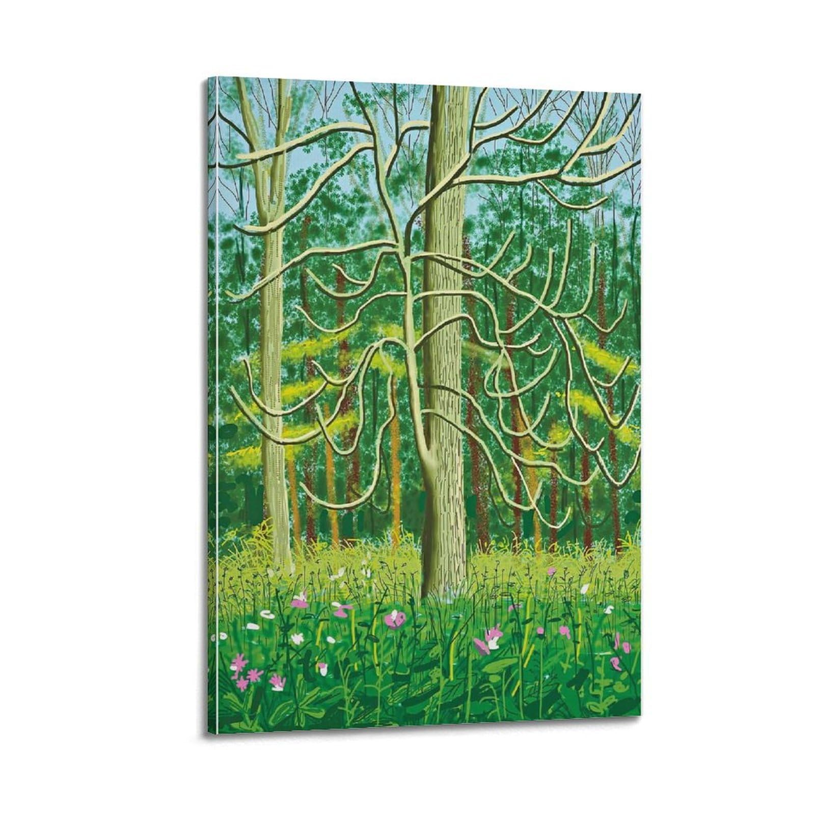 Ckjenjbkm Frame-Style David Hockney Vintage Abstractwall Art Beige Posters Aesthetic Canvas Wall Art Print Home Decor For Bedroom Living Room12x18inch(30X45cm)