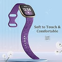 Vista 2 de Correas grabadas con flores compatibles con correas Fitbit Sense/Fitbit Versa 3/Fitbit Versa 4/Sense 2 1 correas para mujer, correa deportiva