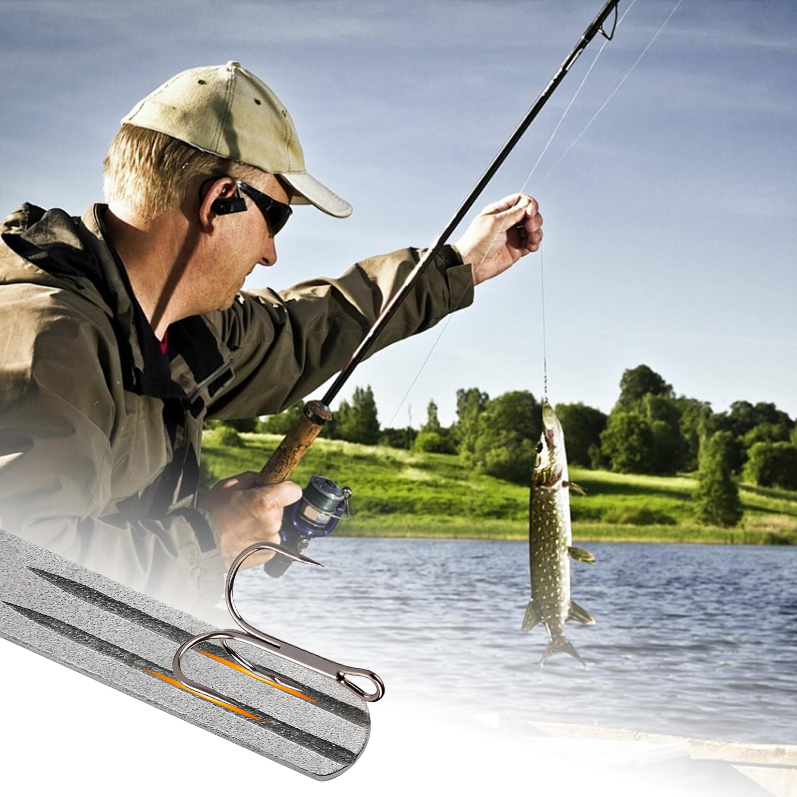 Aiguiseur Hameçon 1 Pièce Aiguiseur Couteaux Portable, Hameçon De Pêche Affûteur, Pierre À Aiguiser Pour Hameçon, Pierre À Aiguiser Diamant Double Face, Avec Poignée Et Suspension, Grain Fin Et Moyen
