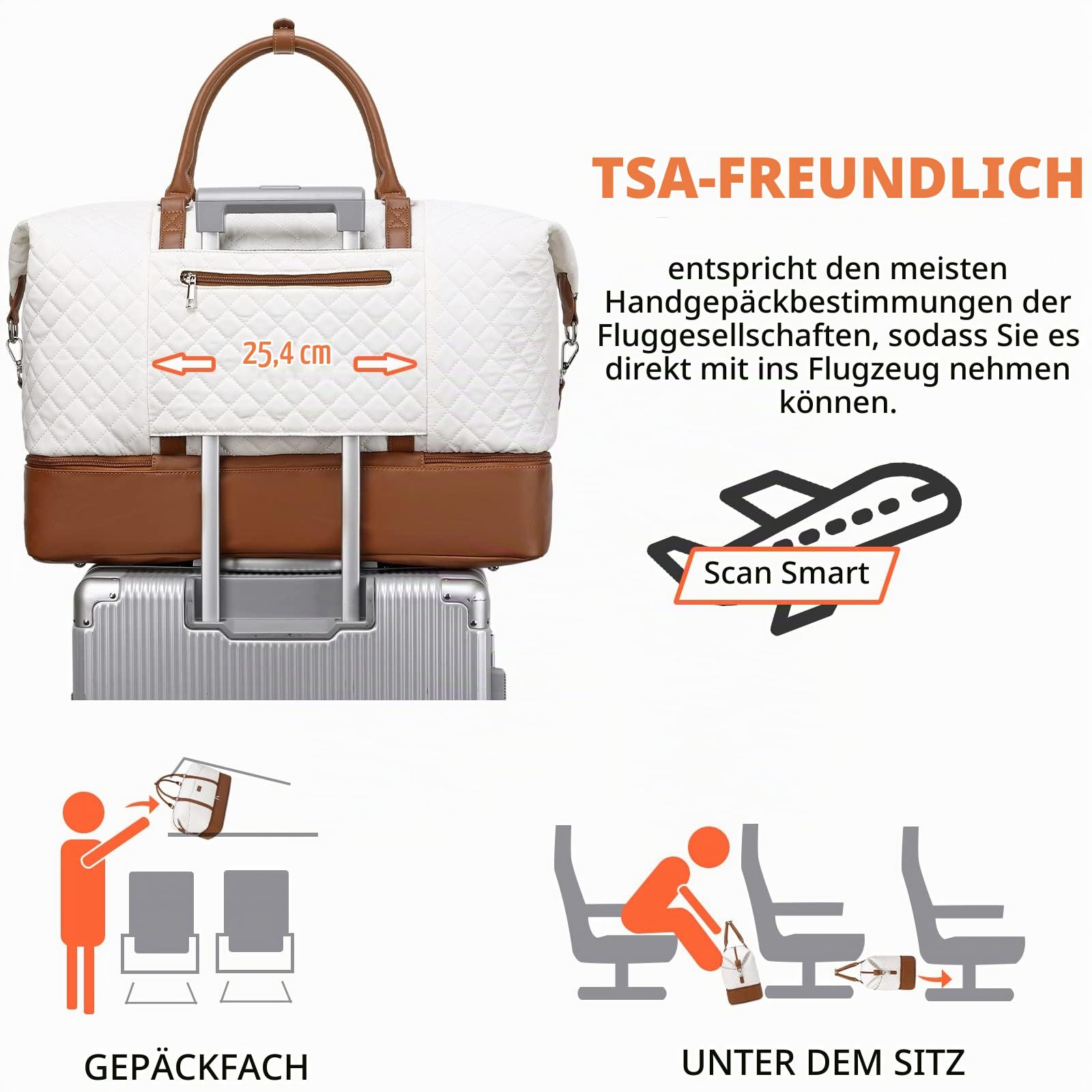 Weekender Reisetasche mit Kulturbeutel, große Schultertasche mit Schuhfach