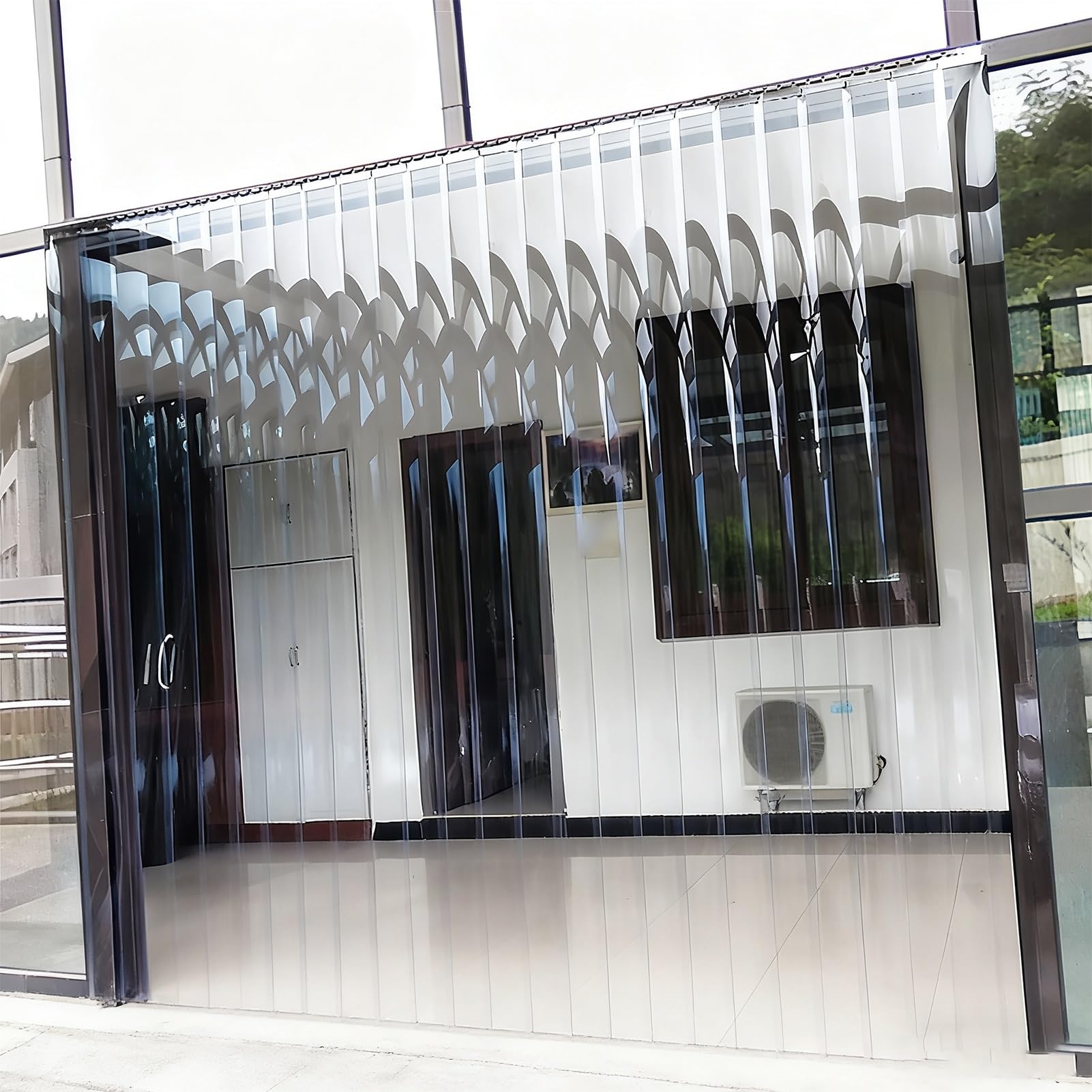 Kit de Rideaux à Lanières PVC Isolation Économe en Énergie Lamelle Industriel Rideau Porte Garage Entrepôts, Bureaux(75x220cm/29.53x86.61in)