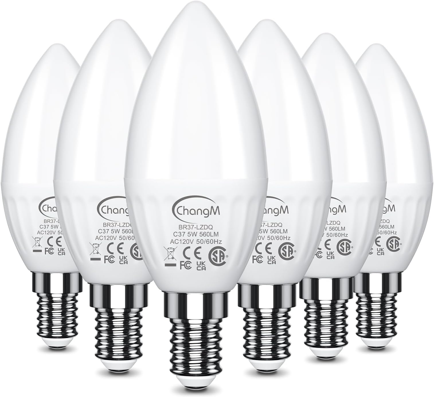 E14 LED Light Bulb, 5W 560lm E14 Candle Bulbs Lamp, Cool White 5700K, 50W Equivalent SES Small Edison Screw in Light Bulbs, Non-dimmable, 6 Pack