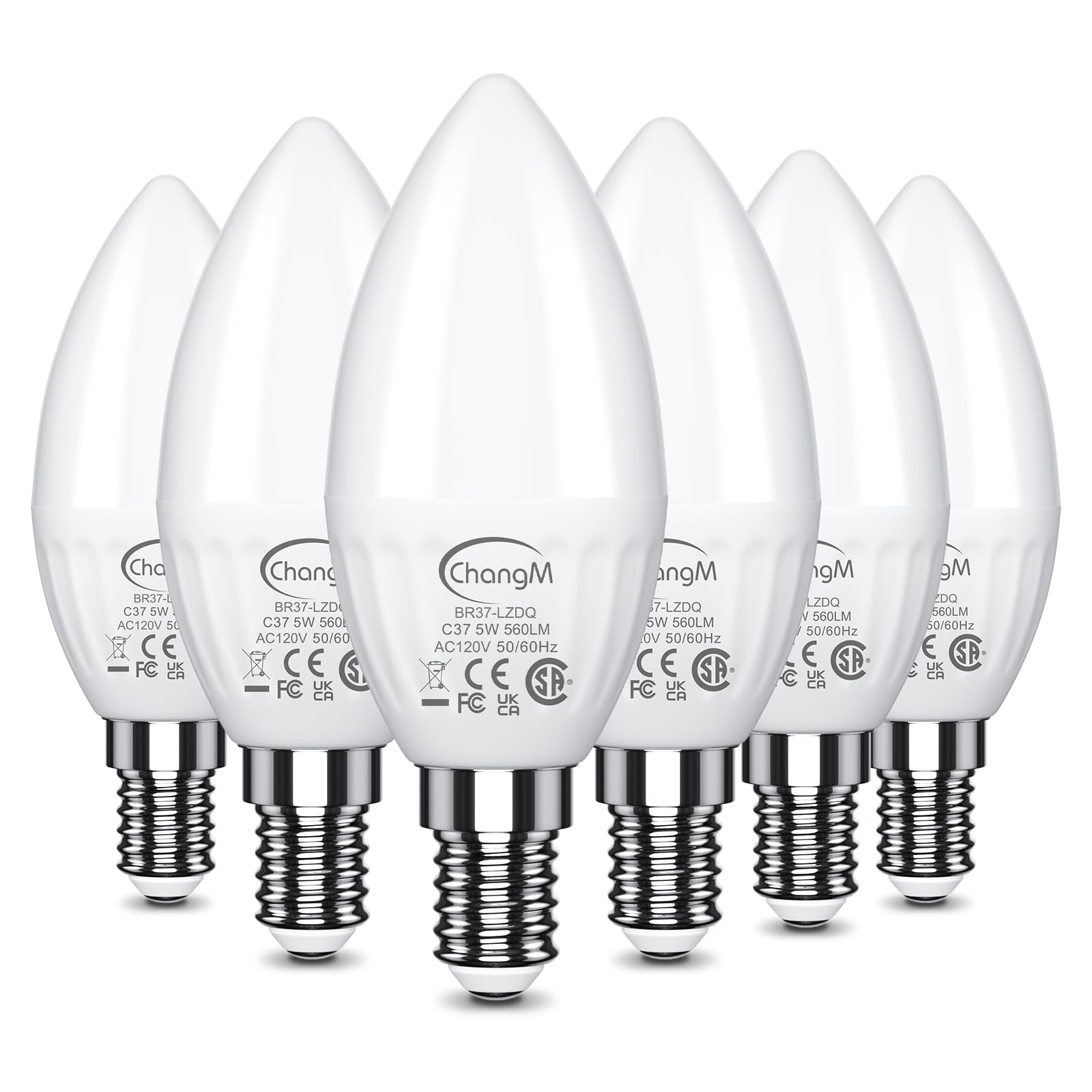 ChangM E14 LED Light Bulb, 5W 560lm E14 Candle Bulbs Lamp, Cool White 5700K, 50W Equivalent SES Small Edison Screw in Light Bulbs, Non-dimmable, 6 Pack