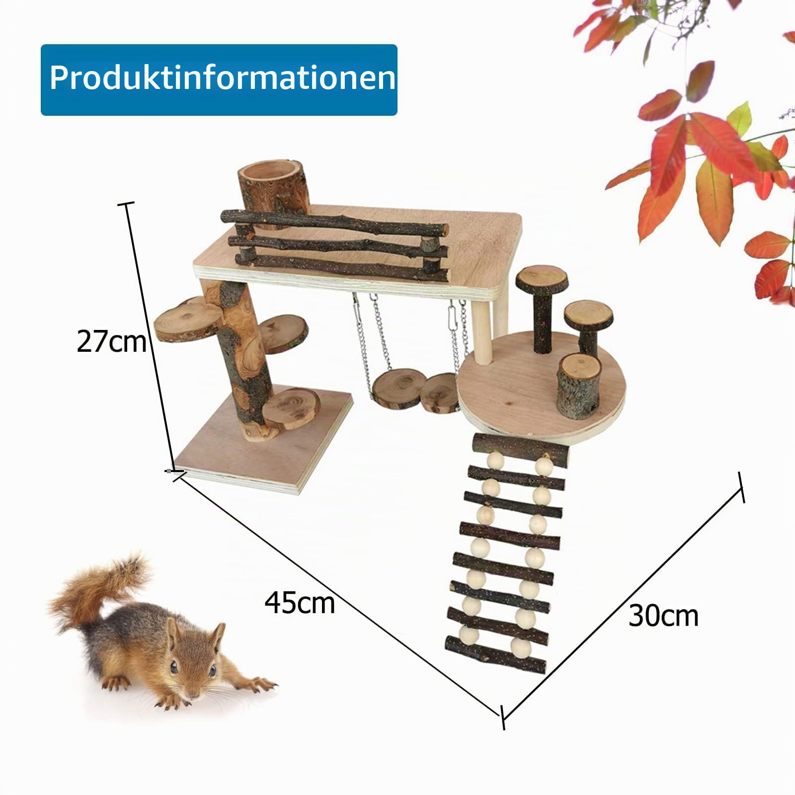DIY Hamster Spielzeug aus Holz, Hamsterversteck Holzhaus Kammer Kleintiere Haustiere Tunnel Erkundungsspielzeug für Zwerghamster, Syrische Hamster, Rennmäuse, Igel, Ratten, Mäuse