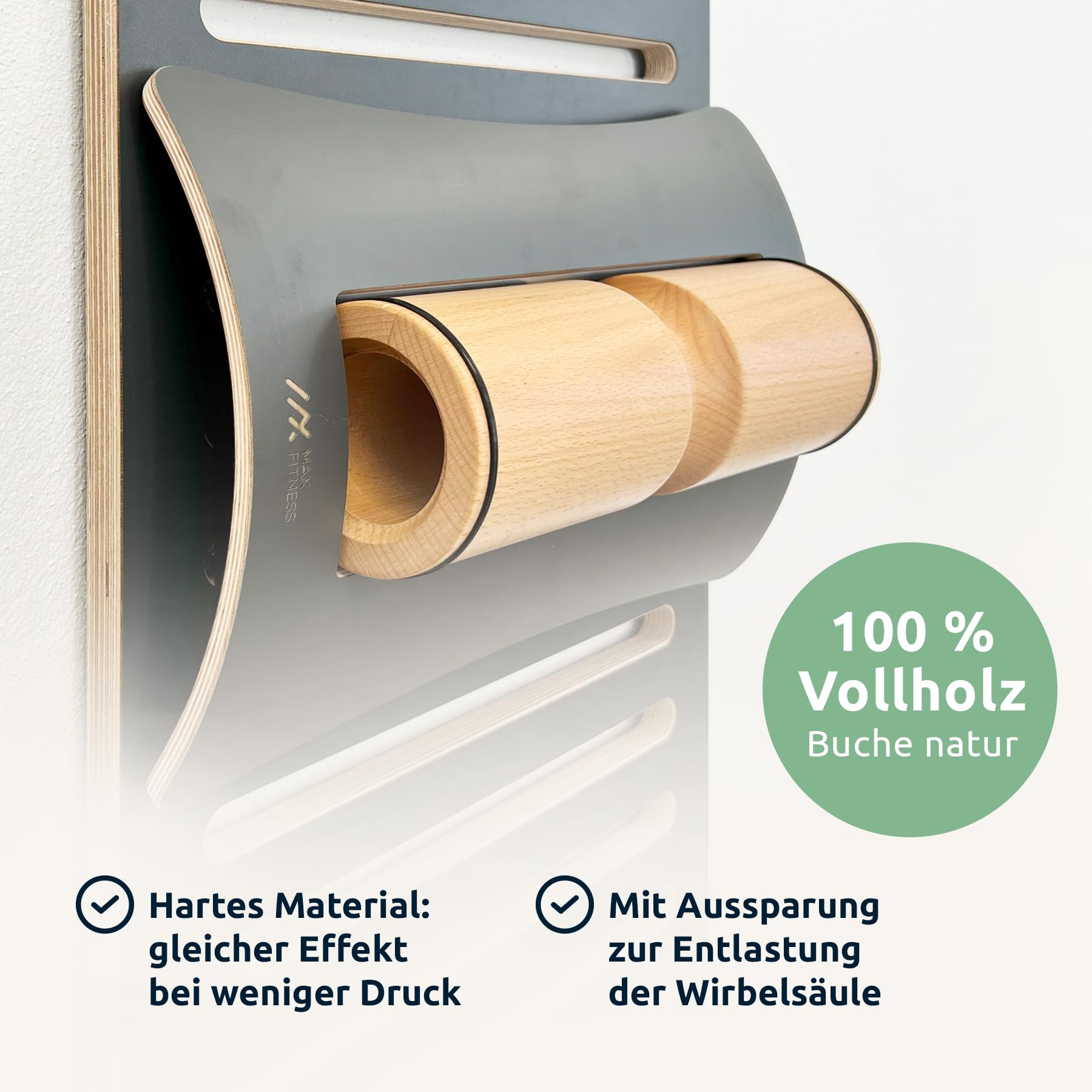 MaxFitness Faszienrollen – verschiedene Varianten - SpikeRoll, WoodRoll, ClassicRoll, DuoRoll - Rückenmassage, Fußmassage, Reflexzonen, Triggerpunkte, Faszientraining (WoodRoll)