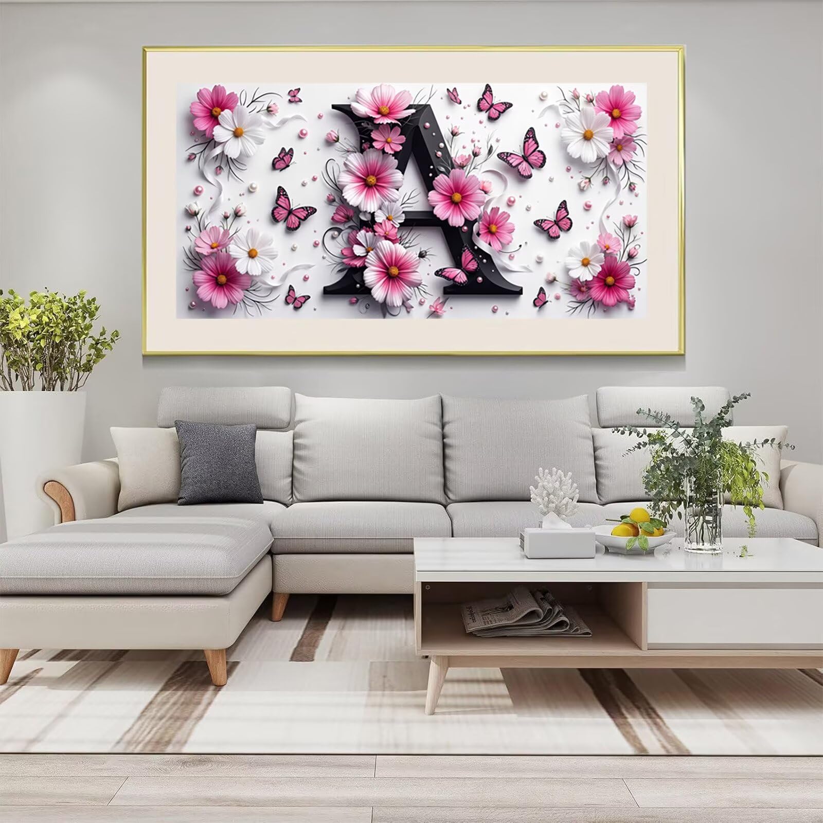 Diamond Painting Schmetterling, Brief Diamond Painting Erwachsene, 5D DIY Vollbohrer Diamanten Paint by Numbers, Kreatives für Erwachsene für Home Wand Deko, Geschenke für Frauen, 60x120cm, Cod-866