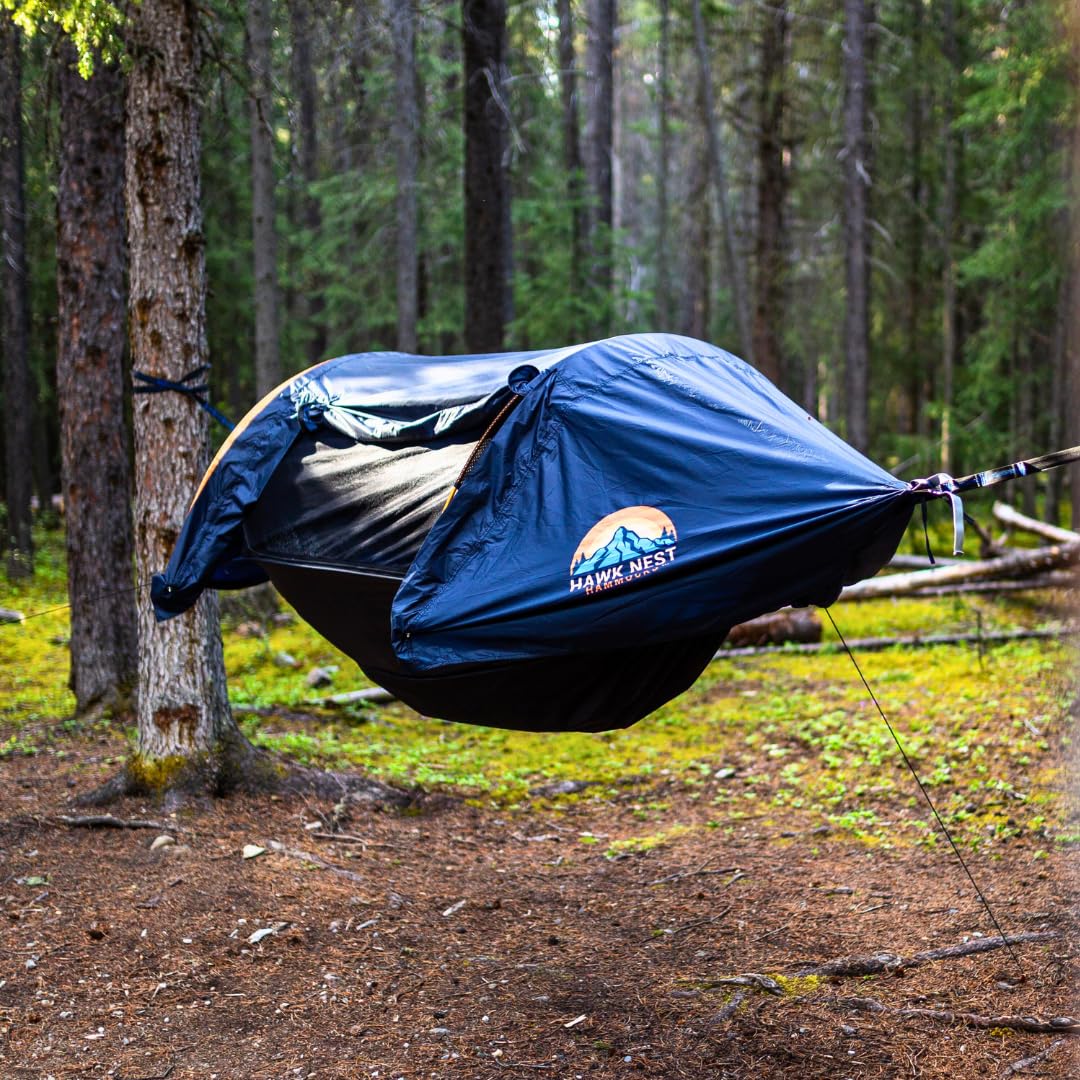 V.2 Hawk NEST All-Season Hammock Tent with Mosquito Net and Rain Fly. 1 Person Backpacking Hammock/Ground Tent with Sleeping Pad Pocket. Waterproof, Lightweight and Supports 500lbs. Proudly Canadian Sports &