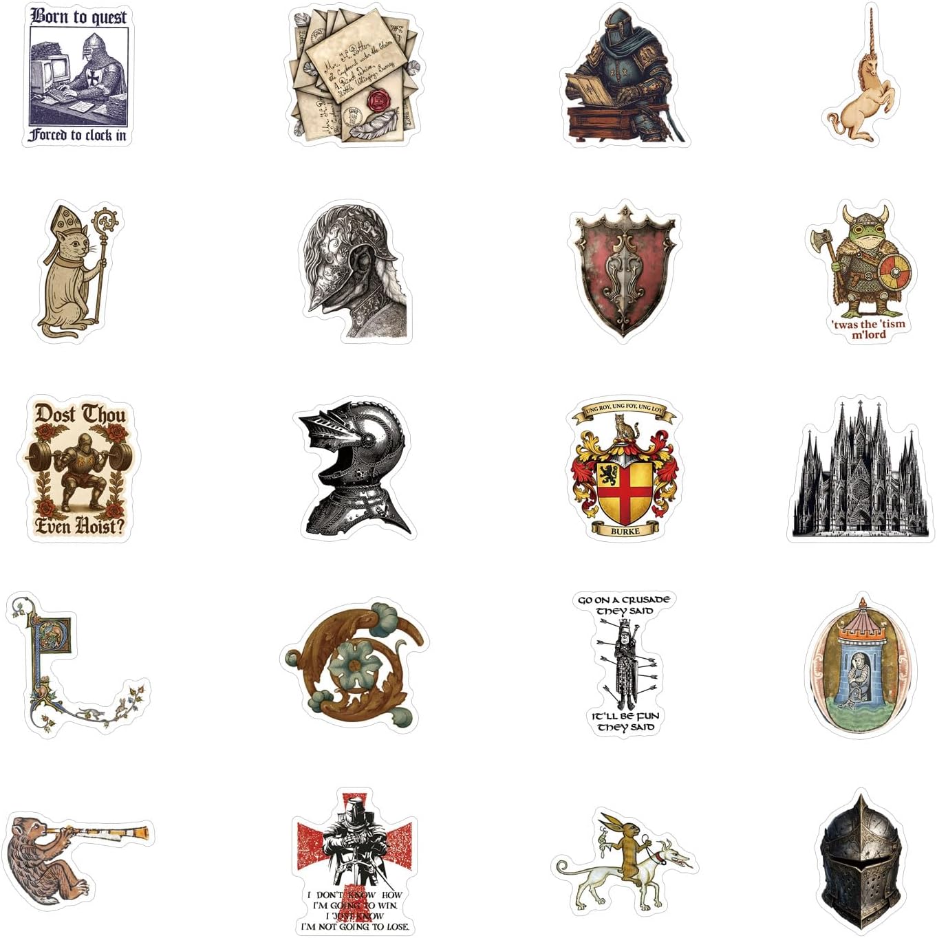 120 Pcs Medieval Stickers Graffiti Waterproof Vinyl for Birthday Party Supplies Decoration Favors for Water Bottles Laptop Suitcase Scrapbooking Choice image 4