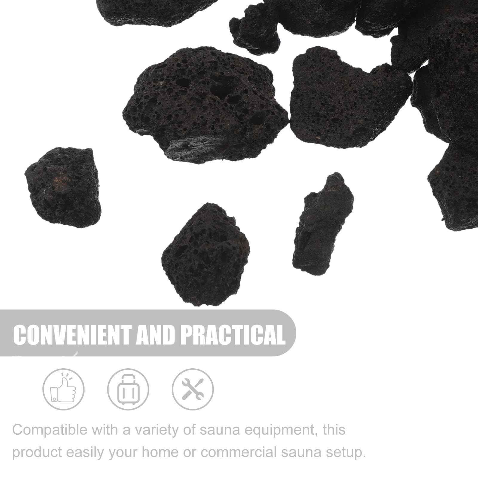 Toyvian Piedras Volcánicas para Sauna de Vapor 1kg Rápida Transferencia de Calor y Retención Térmica para Mantenimiento de Sauna Profesional