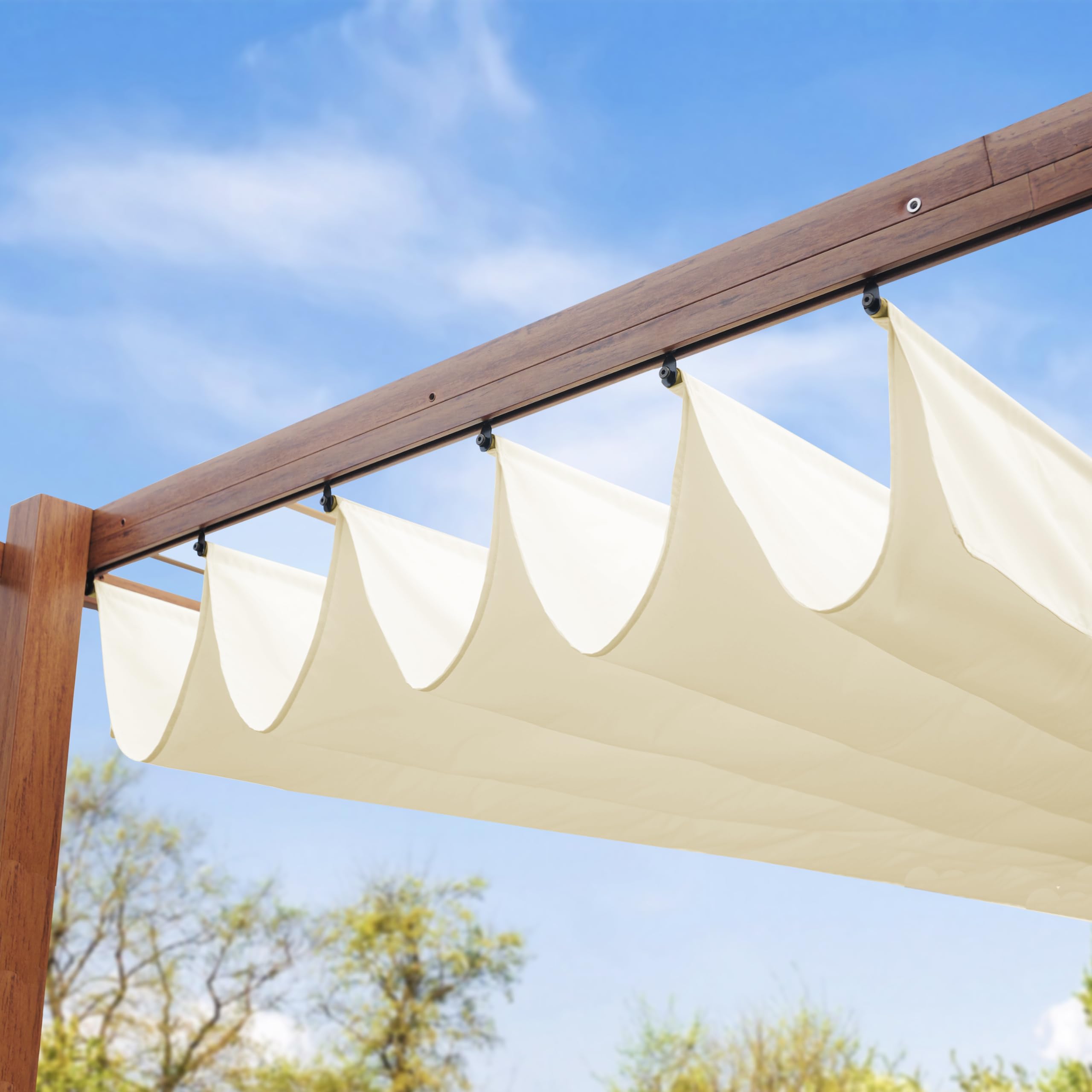 PRIMEYARD Pergola 3x3 m gazebo da giardino con tetto scorrevole struttura in acciaio look legno