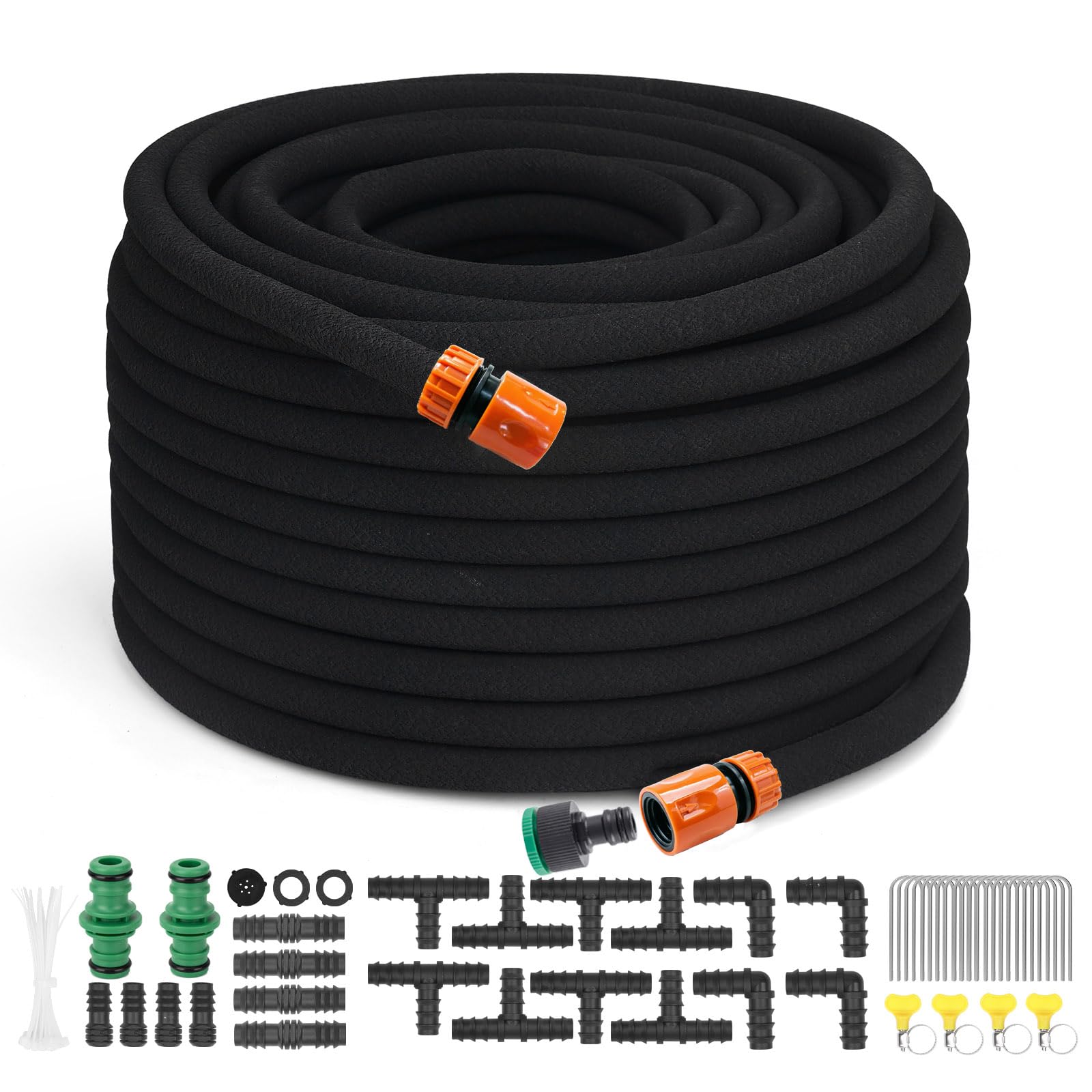 AIODE Soaker Hose Set Drip Irrigation System kit Drip Hose Set Leaky Pipe Porous Hose for Garden beds Vegetable and Lawn (30M)