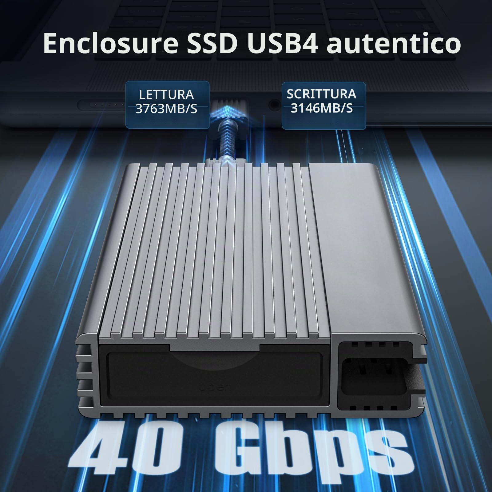 ZIKE Alloggiamento SSD da 40 Gbps M.2 NVMe USB4 fino a 3811 MB/s in alluminio Z666, compatibile con Thunderbolt4 M.2 M-Key 2280, USB4 USB3.2 Gen2/Gen1 PCI-E Gen 4x4