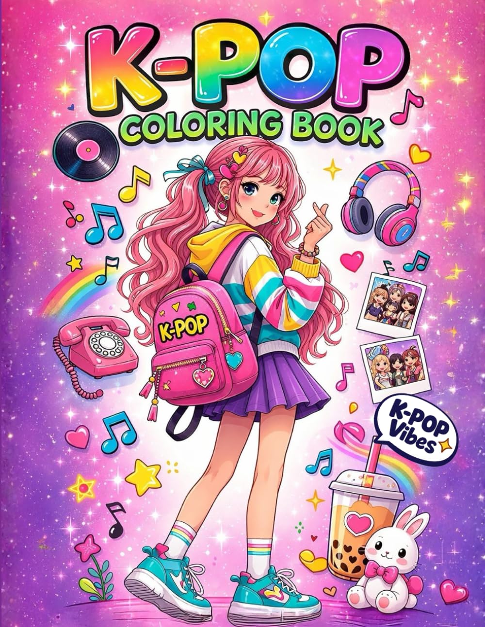 K-Pop Coloring Book: Cute K pop Chibi Kawaii Idol Coloring Pages with Adorable Anime Style Designs for Kids, Teen and Tween Girls Who Love Kpop