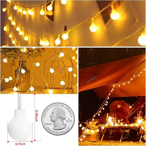 Miniatura 4 de Cadena de luces que funcionan con pilas paquete de 2 120 luces LED de globo impermeable 8 modos con control remoto y temporizador para dormitorio