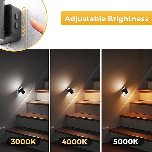 Miniatura 4 de L LOHAS LED Luz nocturna, luces nocturnas regulables enchufables a la pared, paquete de 2 luces nocturnas de 3CCT para niños, rotación de 180,