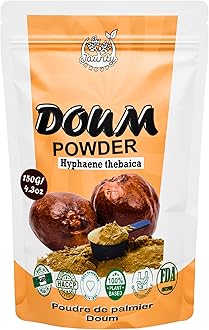 Premium Doum Palm Powder, 150g Herbal Loose Organic Flowers Natural Healthy Vitamins Rich Caffeine Free Doom Hyphaene Thebaica Palm, for Smoothies, Baking, Hot Tea Fruit 5.3 oz