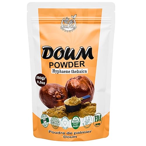Polvo de palma Doum premium, 5.29 oz de flores orgánicas sueltas a base de hierbas, vitaminas naturales saludables ricas sin cafeína, palma Thebaica