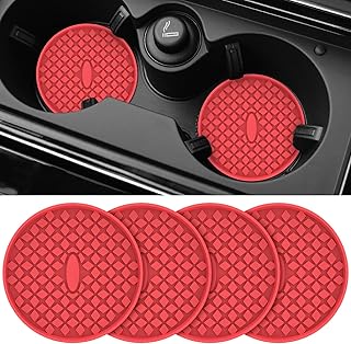 Posavasos de silicona para coche, antideslizantes, empotrables, accesorios para el interior del automóvil, paquete de 4 unidades, color rojo