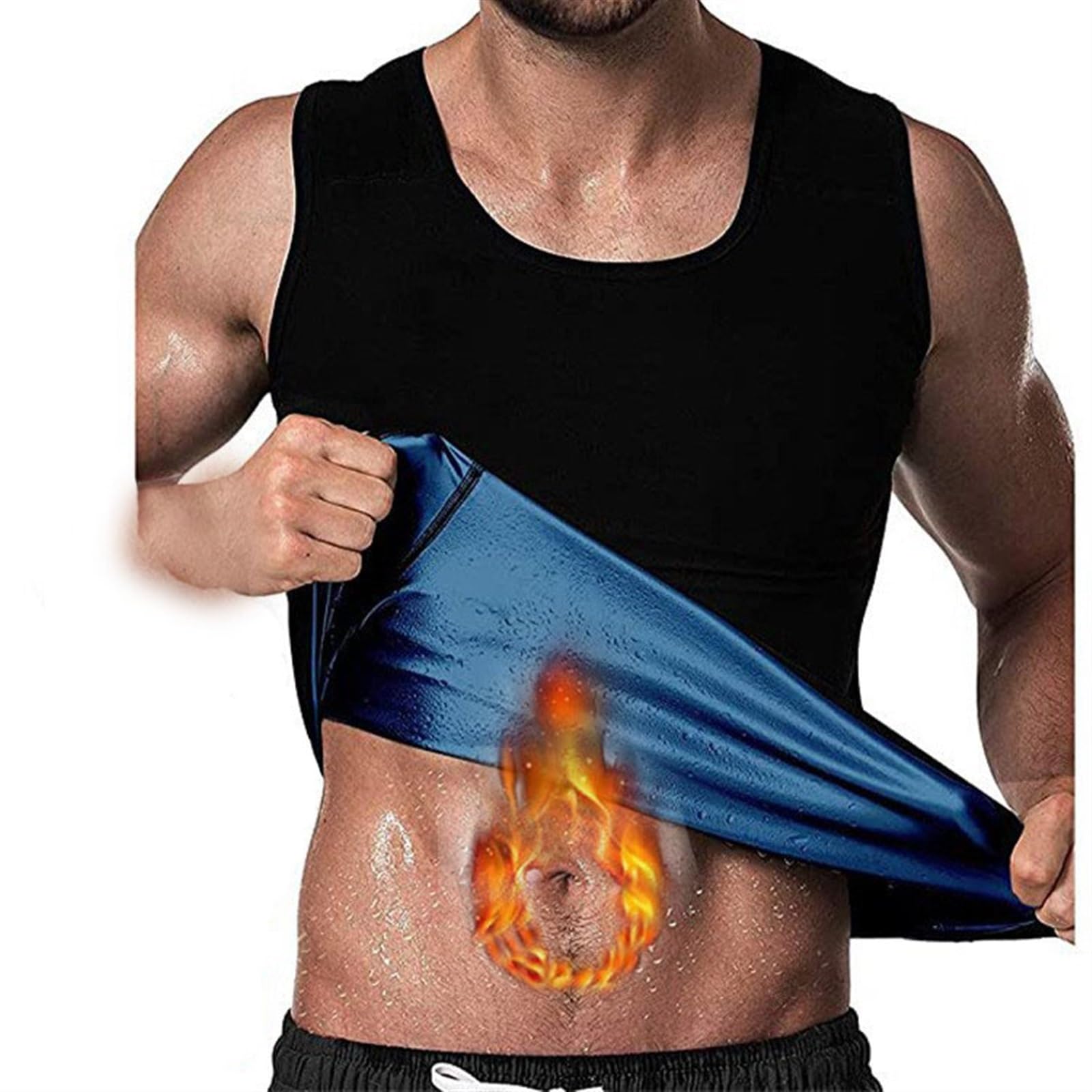 QLXYYFC Men Sauna Sweat Vest Waist Trainer Slimming Tank Top Workout Shapewear Tummy Control Body Shaper (Color : Black, Size : 3XL)