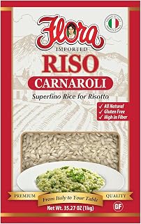 Flora Riso Carnaroli – Premium Superfino Risotto Rice, Imported from Italy, 35.27 oz (1kg) – Gluten-Free, All Natural