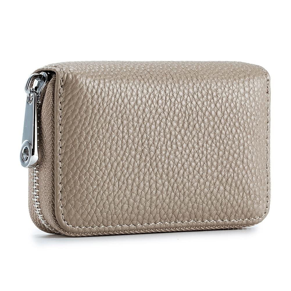 EASTNIGHTS RFID Credit Card Holder Genuine Leather Credit Card Wallet with Zipper