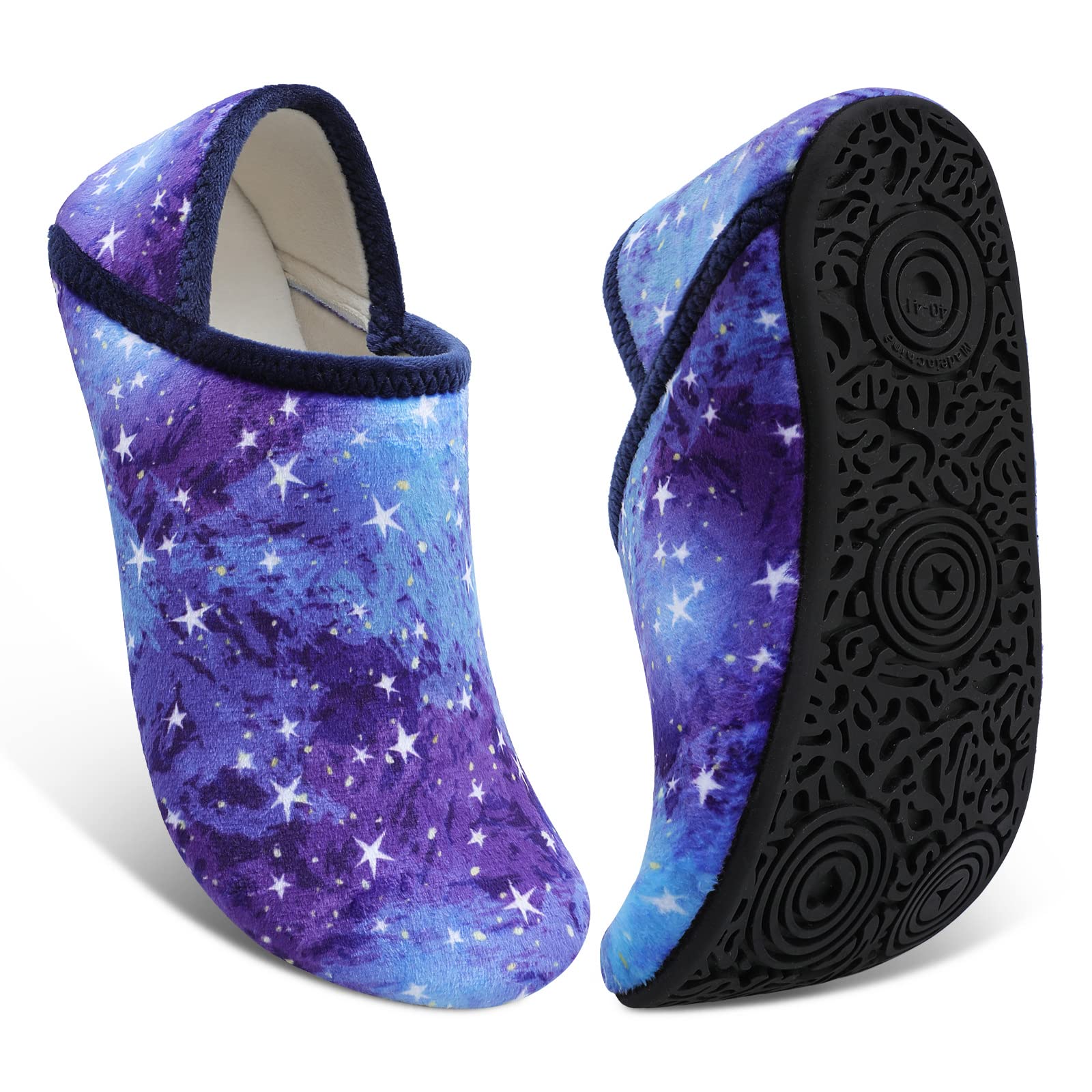 Fires Womens Mens Slippers with Rubber Sole Soft-Lightweight House Slipper Socks Around House Shoes Non Slip Indoor/Outdoor