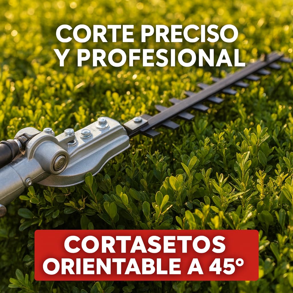 Synergy Desbrozadora Multifunción 7 en 1 65cc 4,9CV – Motor 2T, Motosierra, Cortasetos, Kit de protección, Discos y Arnés Profesional