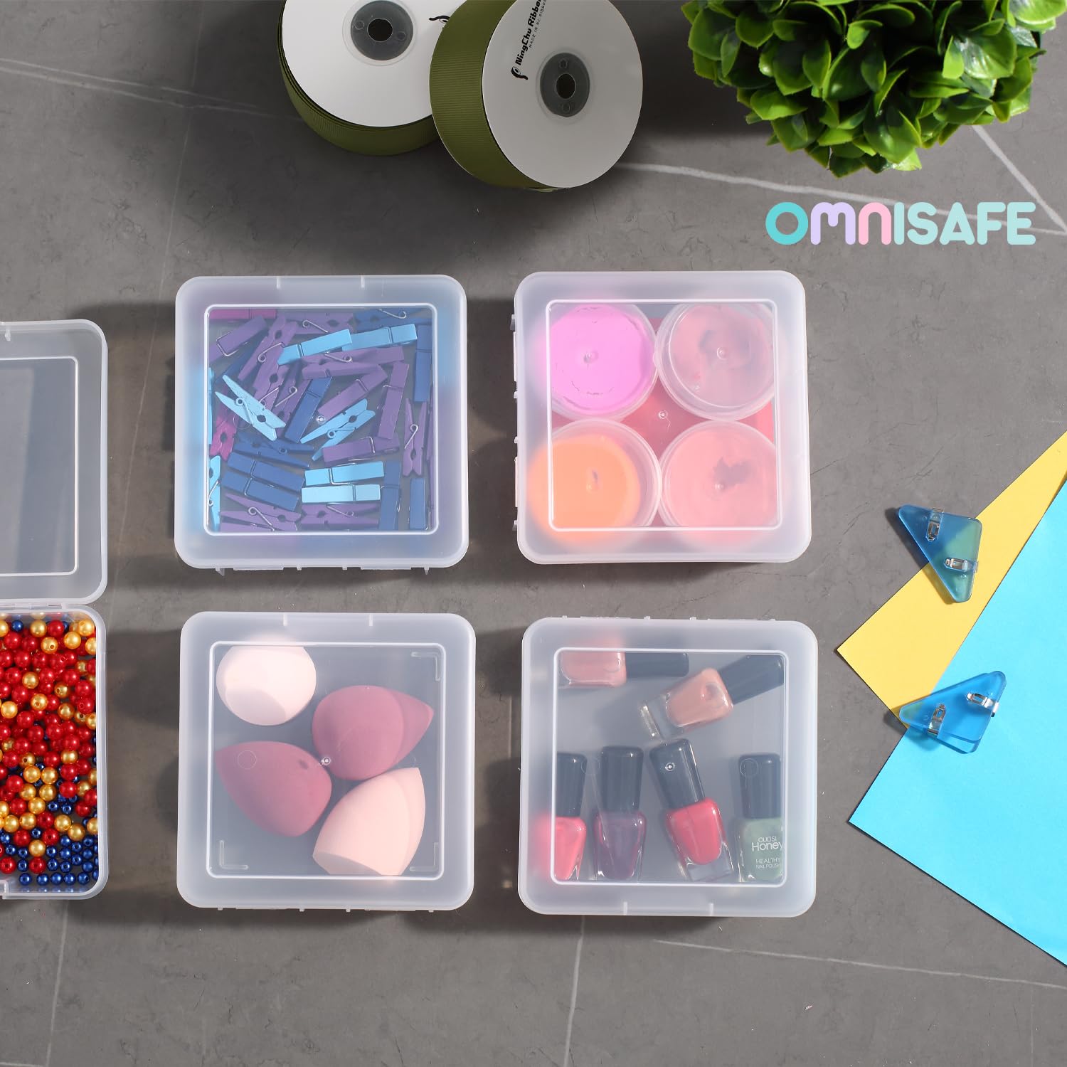 18 sztuk małych plastikowych organizerów hobbystycznych, przezroczystych plastikowych pojemników do przechowywania z pokrywką zatrzaskową, do piórnika, Lego, kredki